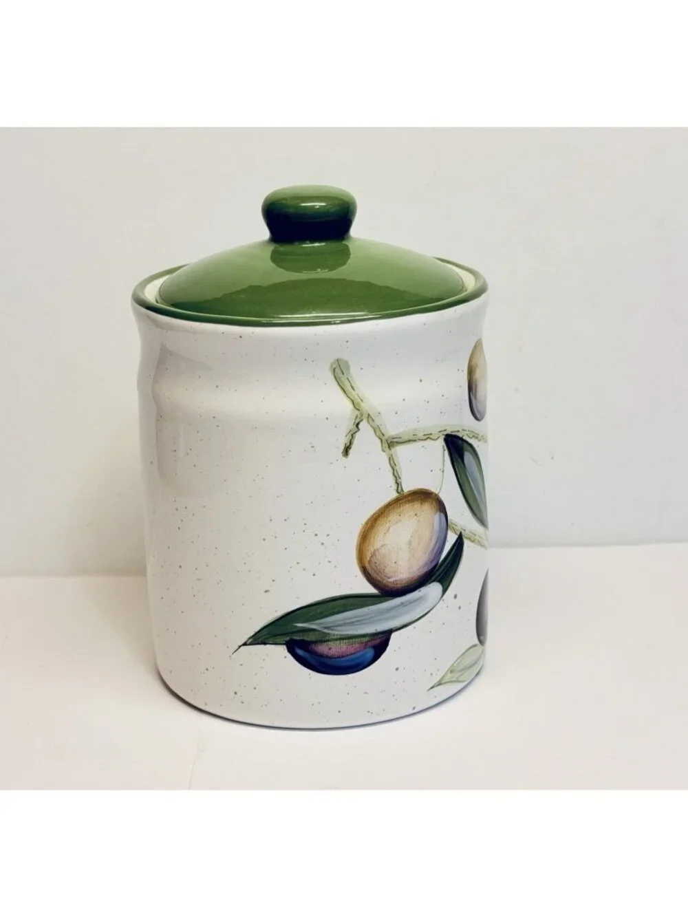 Pier 1 Earthenware Sorrento Canister Purple Olives Branches